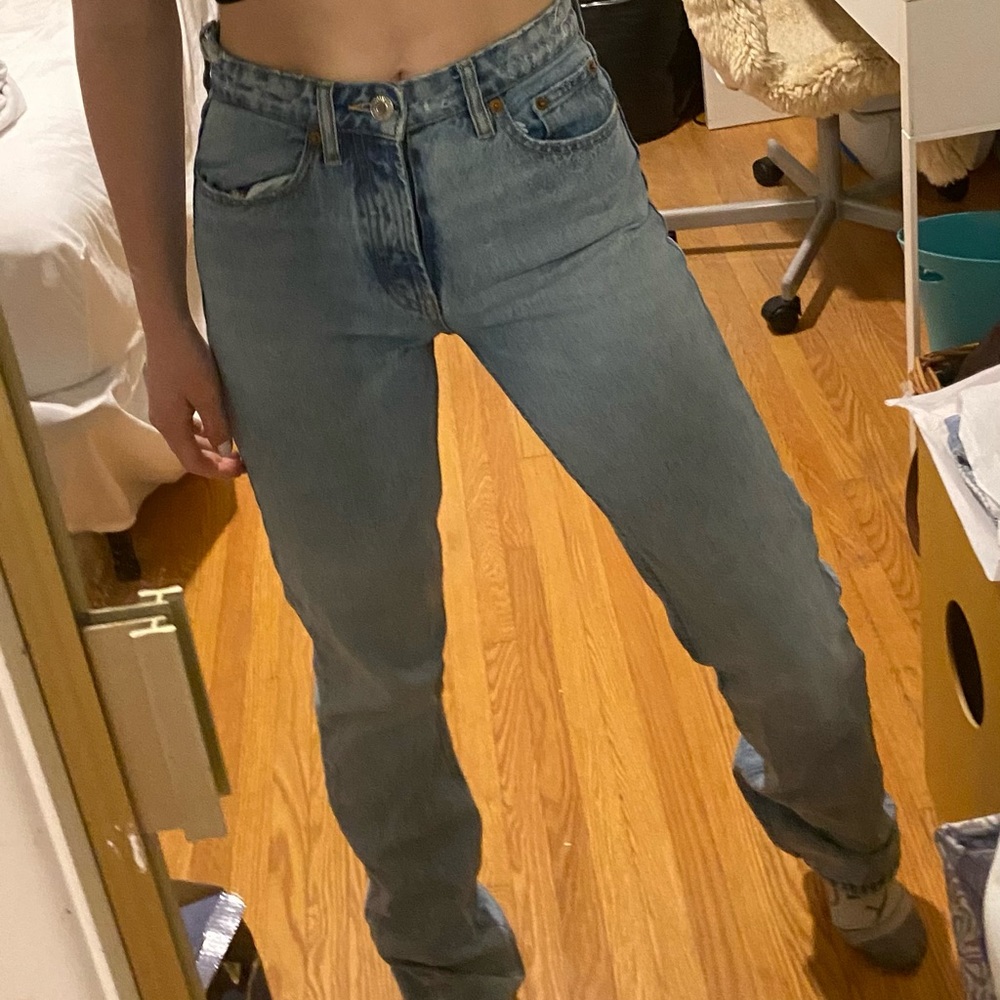 Zara mid/high rise light wash jeans